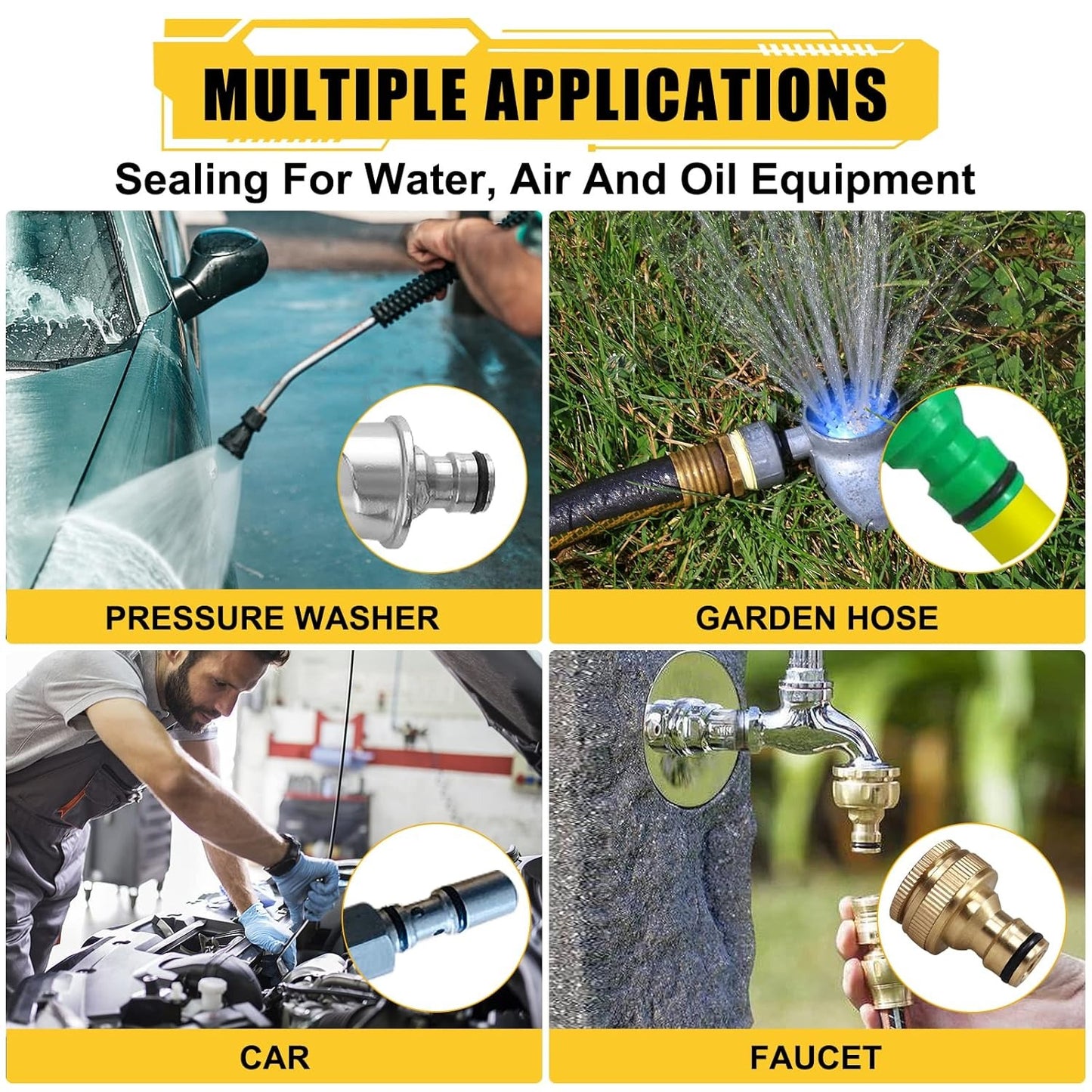 O Ring Assortment Kit with Pick & Hook Set Kit for Hose, Faucet, Automotive, Air and Gas Sealing Repair