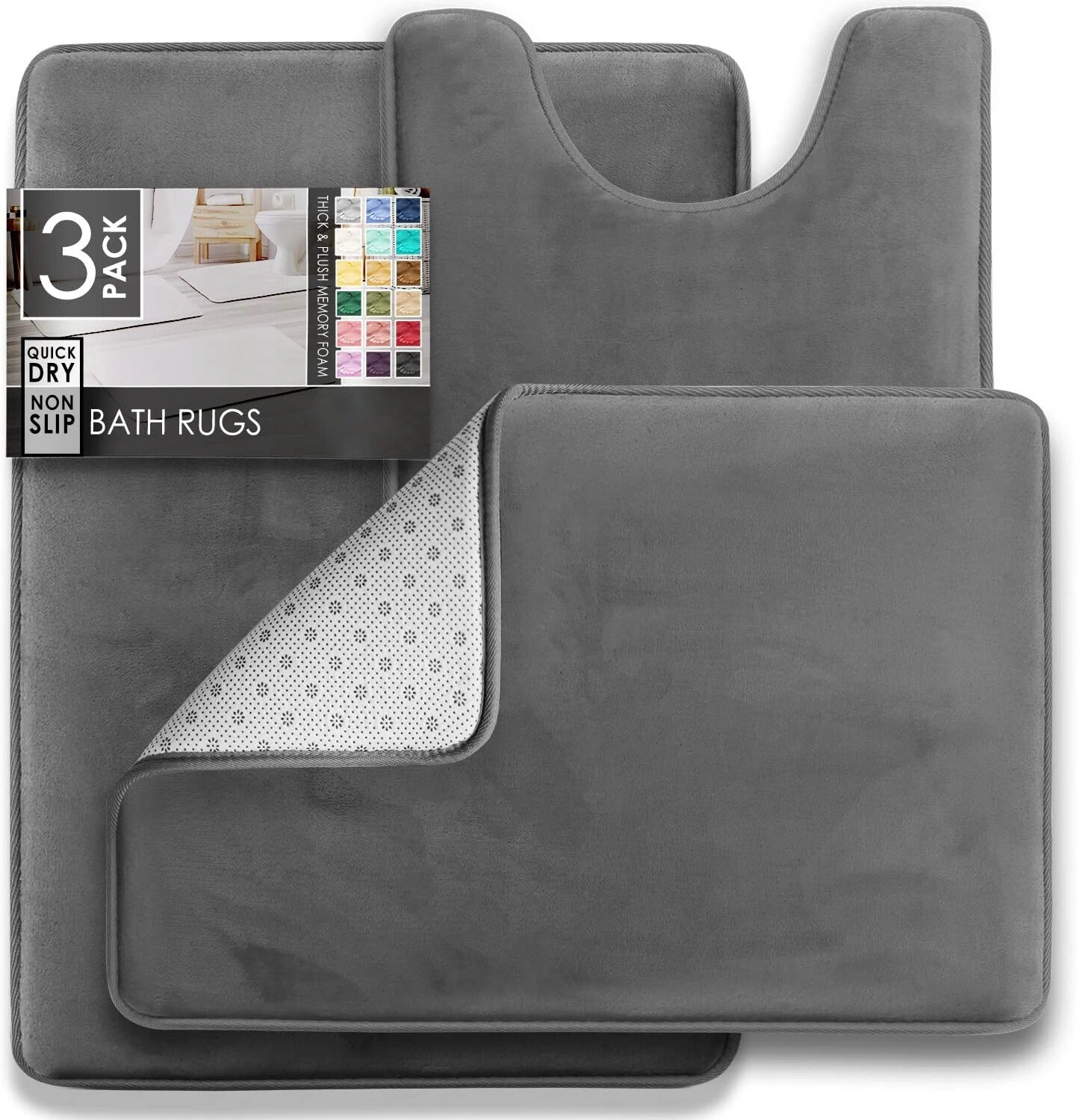Bathroom Rugs Velvet Memory Foam Non-Slip Bath Rugs Machine Wash Dries Quickly
