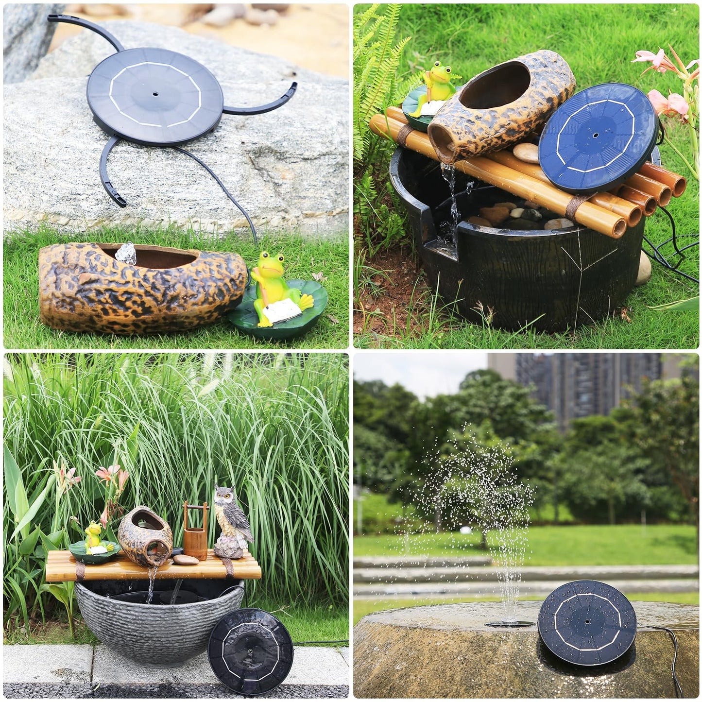 5 Inch Solar Water Pump, 7V/1.7W 200L/h Bird Bath Fountain Pump, w 6 Nozzle, Free Standing Floating Solar Powered Water Fountain Pump for Bird Bath, Garden, Pond, Pool, Outdoor