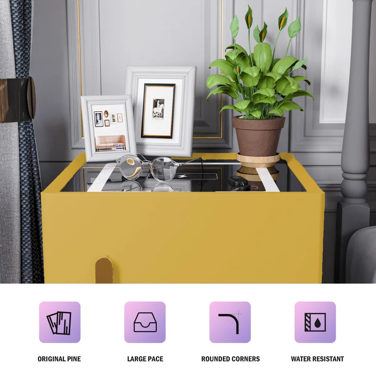 Smart Nightstands with Wireless Charging, USB Port, LED Lights and Speaker