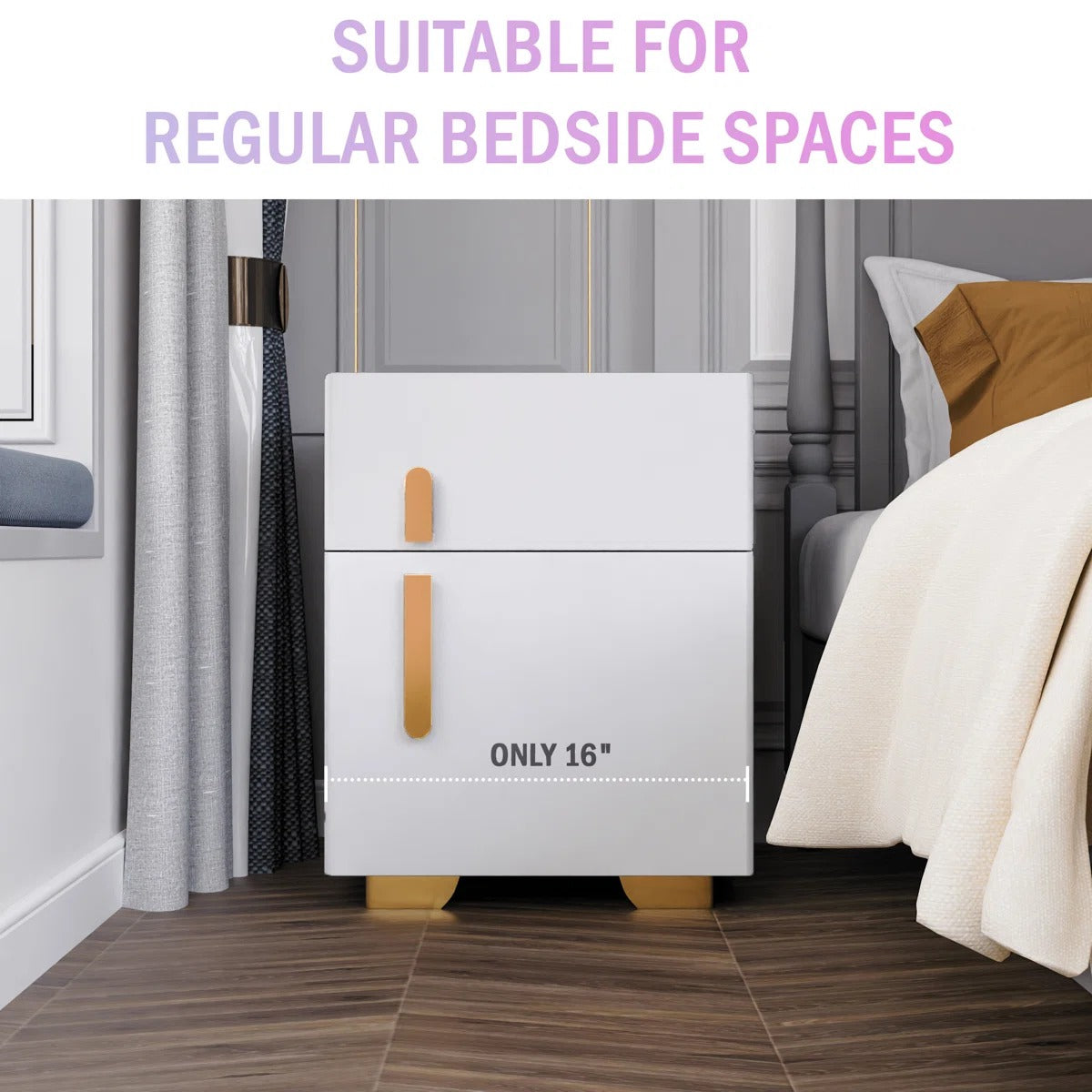 Orange Smart Nightstands with Wireless Charging, USB Port, LED Lights and Speaker