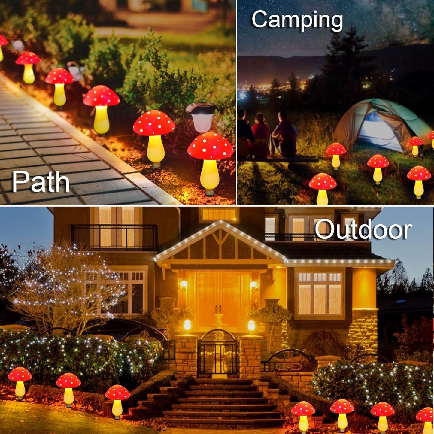 Outdoor Solar Garden Mushroom Lights 8 Modes Outside Waterproof Solar Powered Christmas Lights Decoration, Yard, Lawn, Pathway
