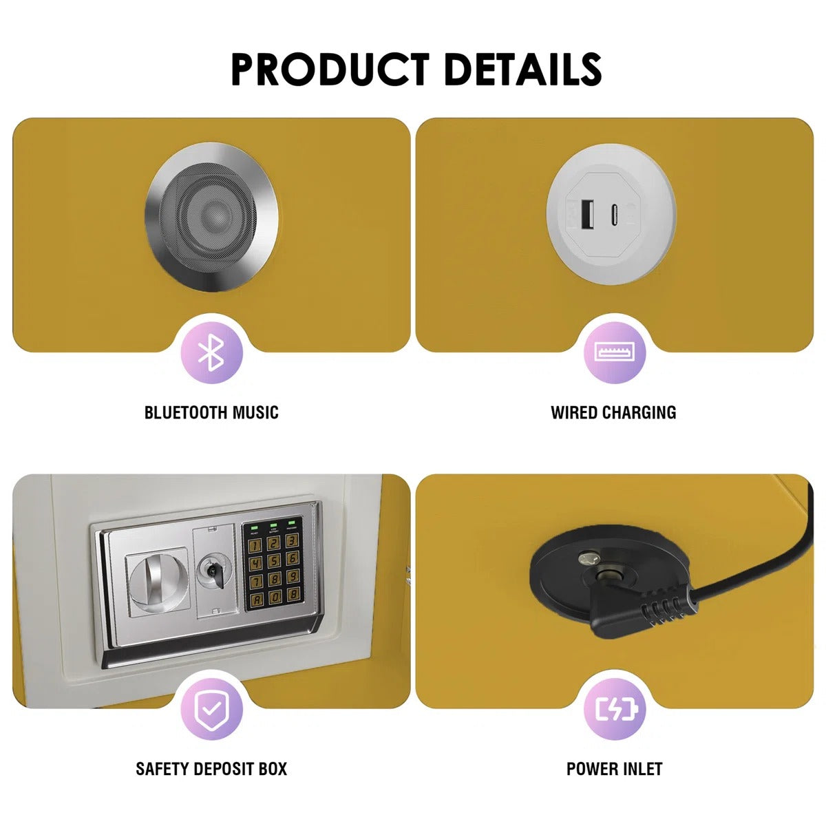 Smart Nightstands with Wireless Charging, USB Port, LED Lights and Speaker