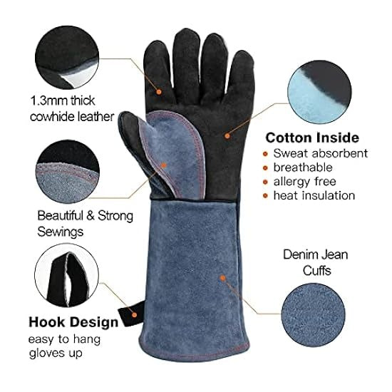 BBQ Gloves Protect Arm from Burned Heat Fire Resistant Welding Gloves Anti Animal Biting Gloves Free Size for Men Women