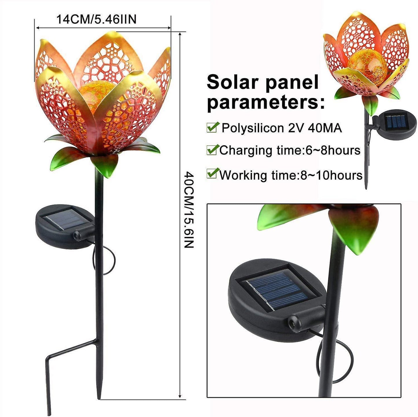 Solar Villa Garden Patio Lights Iron Hollow Petal Outdoor Landscape Decorative Lights Flower Ground