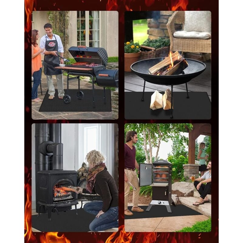 120 100cm Fireproof Mat - Heat Resistant Barbecue Floor Protection Mat Fire Pit Floor Mat Outdoor BBQ Mat for Gas and Charcoal Barbecue