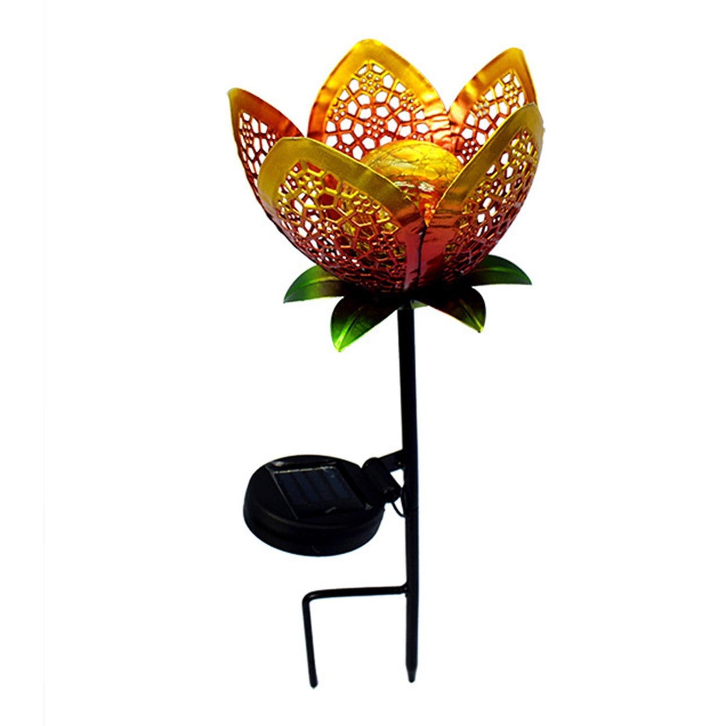 Solar Villa Garden Patio Lights Iron Hollow Petal Outdoor Landscape Decorative Lights Flower Ground