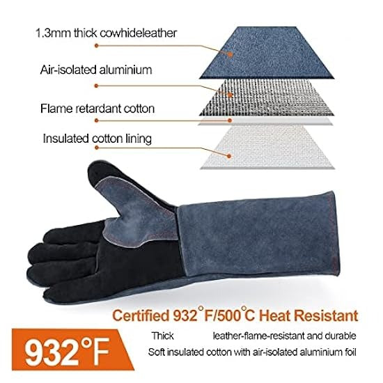 BBQ Gloves Protect Arm from Burned Heat Fire Resistant Welding Gloves Anti Animal Biting Gloves Free Size for Men Women