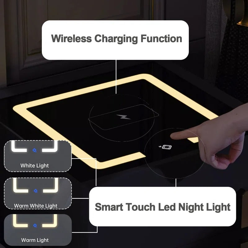 Smart Nightstands with Wireless Charging, USB Port, LED Lights and Speaker