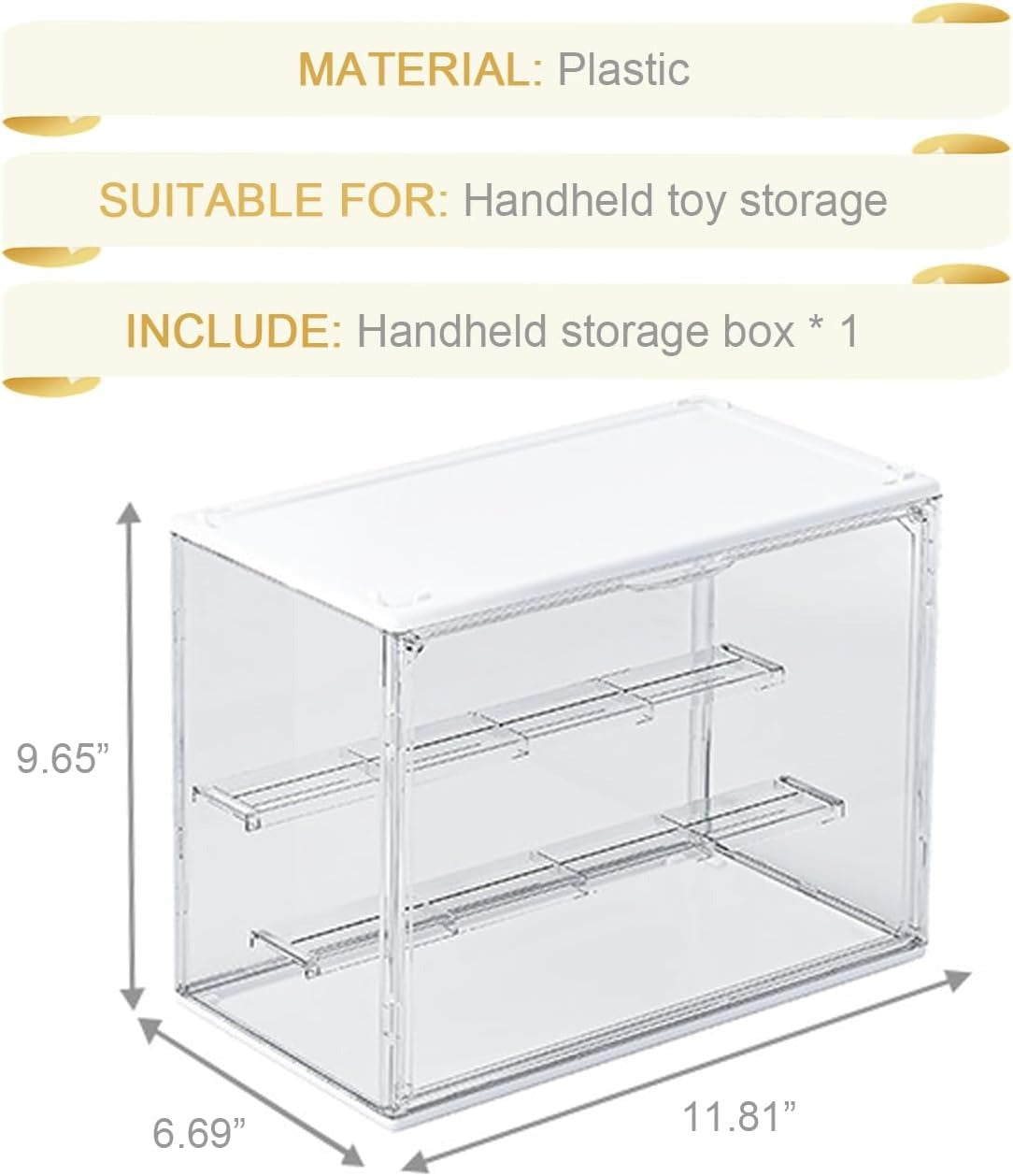 Clear Display Case for Action Figures 3-Tier Detachable Display Stand Stackable Storage Box with Magnetic Door Transparent Showcase for Collectibles Figurines Toys Mini Dolls