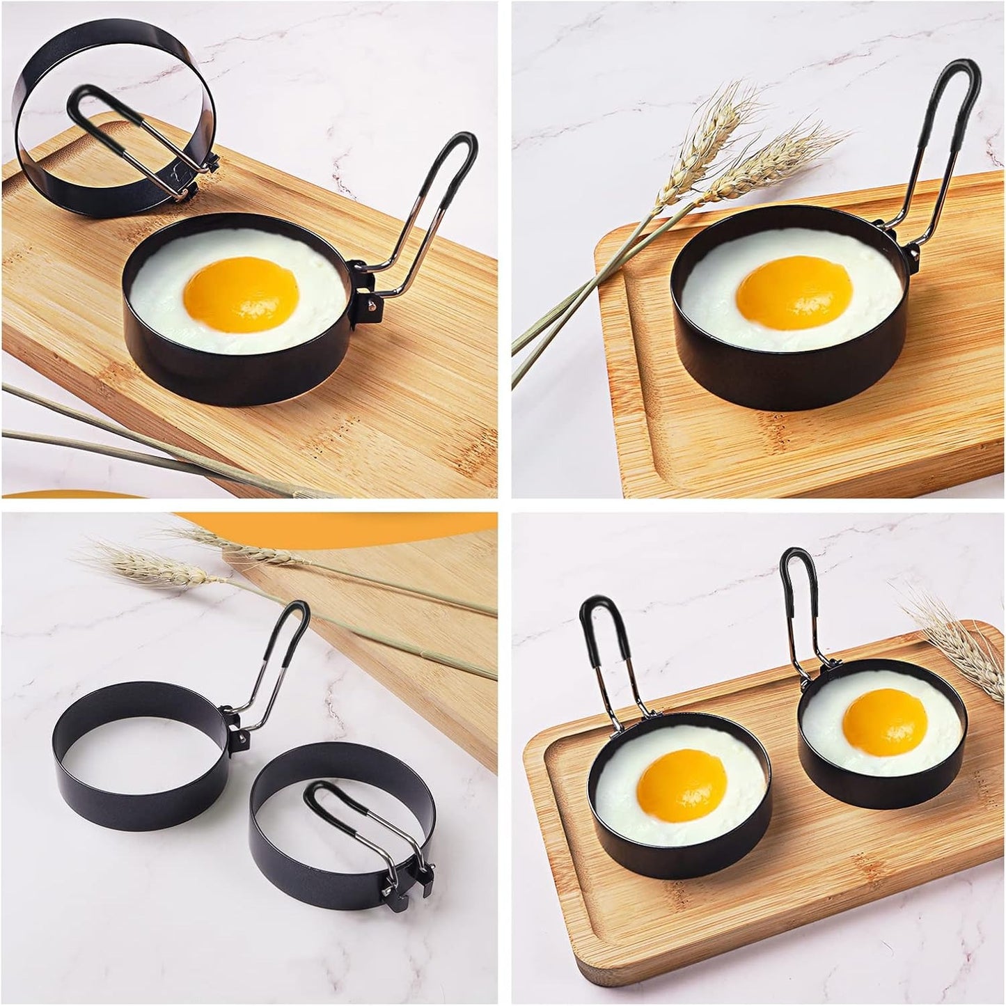 3.5" Nonstick Egg Rings Set, Round Crumpet Ring Mold Shaper for English Muffins Pancake Mold Cooking Griddle for Breakfast Sandwich Egg Burger