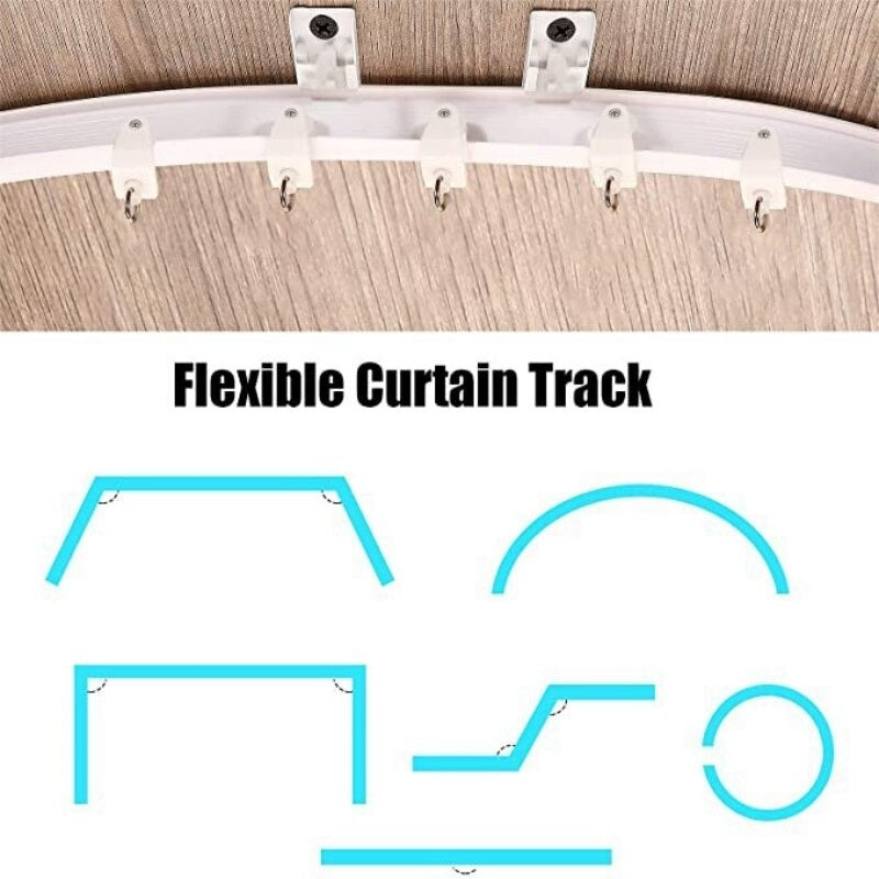 Ceiling Curtain Track,10Ft Flexible Bendable Curtain Track,Heavy Duty RV Sliding Curtain Rail System Room Divider,Ceiling Track for Curtains White