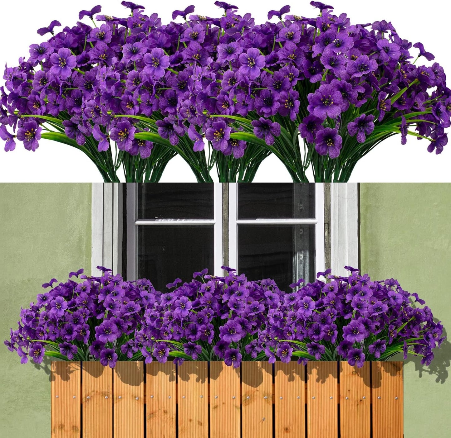Outdoor Artificial Flowers 21 UV Resistant Bundles Fake Flower Plastic Plants Faux Silk Flowers Porch Hanging Garden Porch Window Box Decorating
