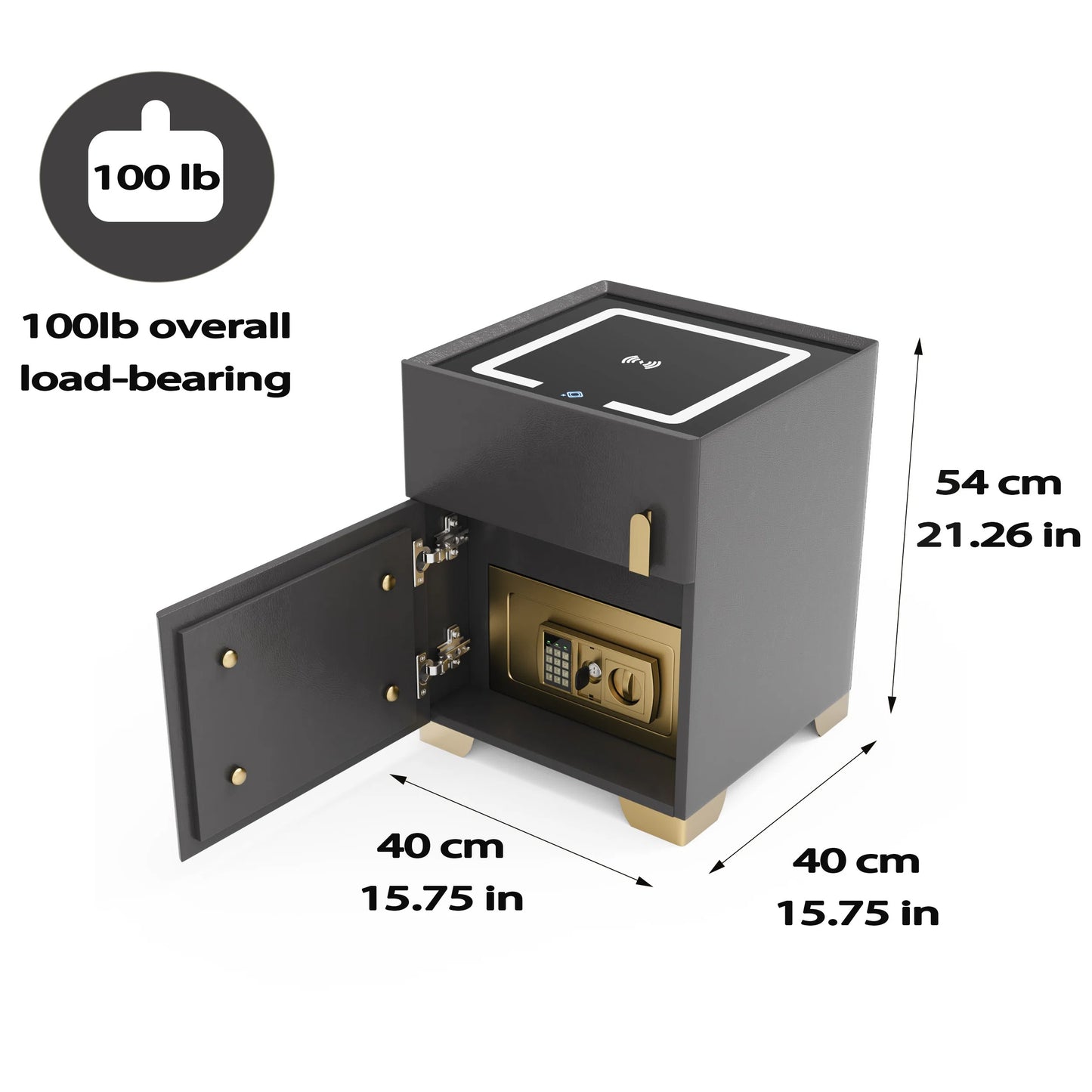 Smart Nightstands with Wireless Charging, USB Port, LED Lights and Speaker