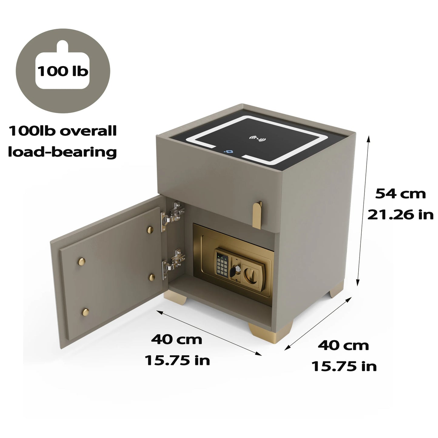 Smart Nightstands with Wireless Charging, USB Port, LED Lights and Speaker