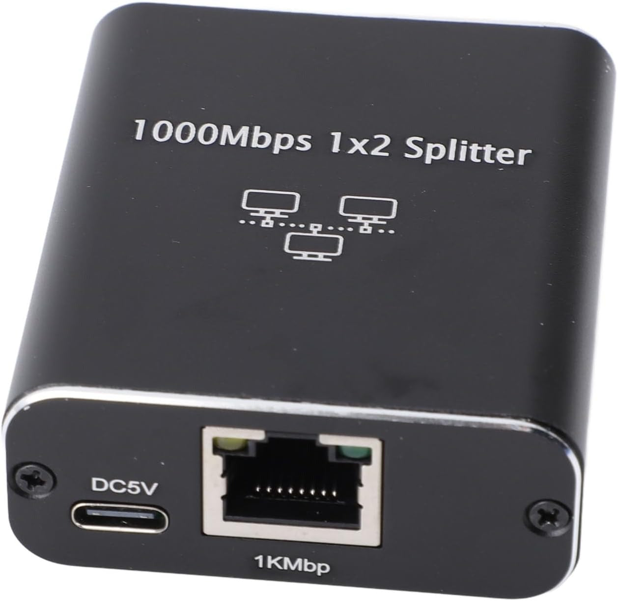 RJ45 Splitter, 1000Mbps Gigabit Ethernet Splitter with USB Power Cable, Aluminum Alloy for Computer, TV, Game Console
