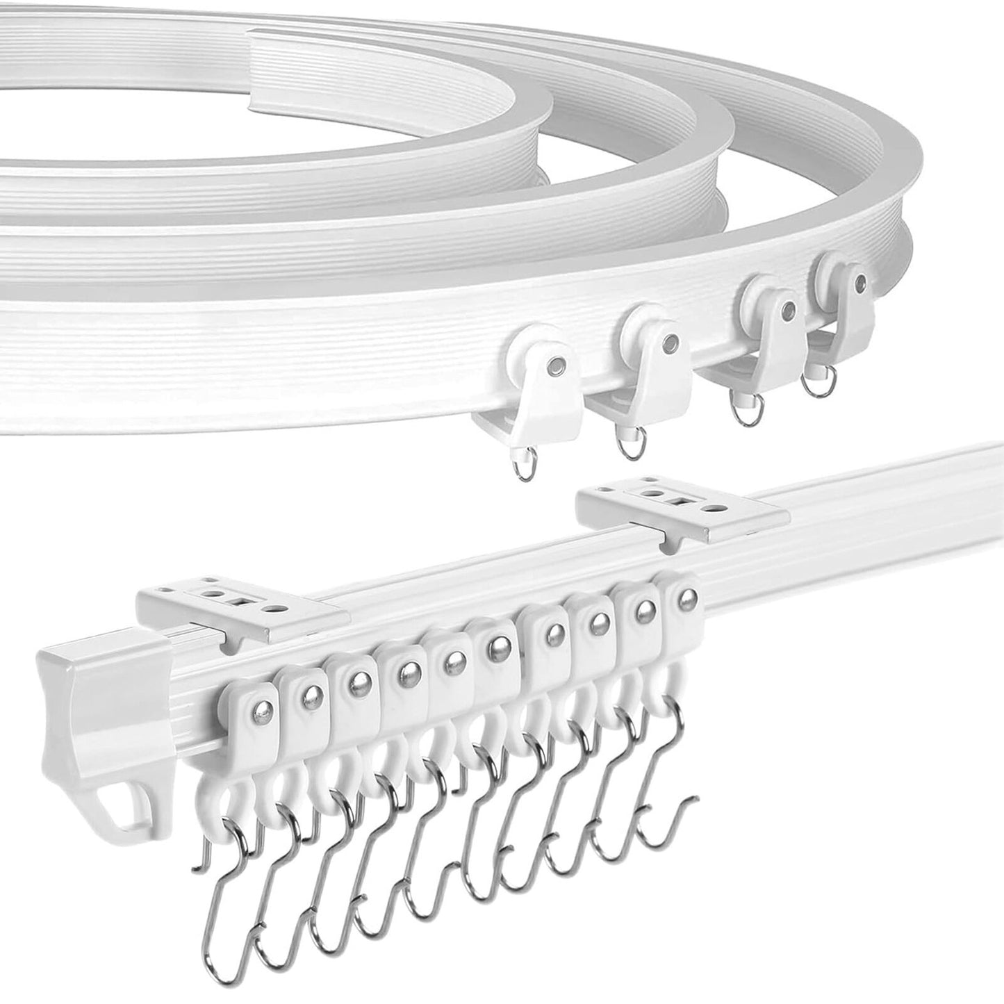Ceiling Curtain Track,10Ft Flexible Bendable Curtain Track,Heavy Duty RV Sliding Curtain Rail System Room Divider,Ceiling Track for Curtains White
