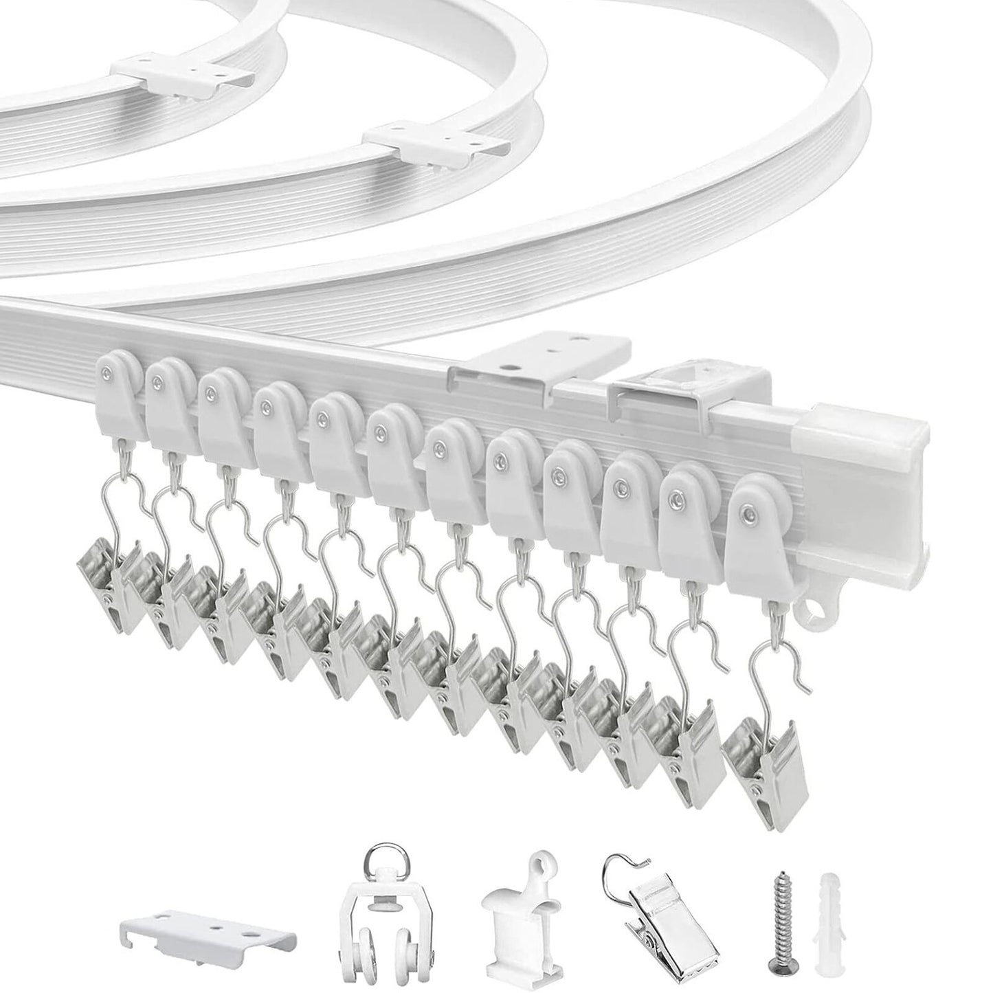 Ceiling Curtain Track,10Ft Flexible Bendable Curtain Track,Heavy Duty RV Sliding Curtain Rail System Room Divider,Ceiling Track for Curtains White