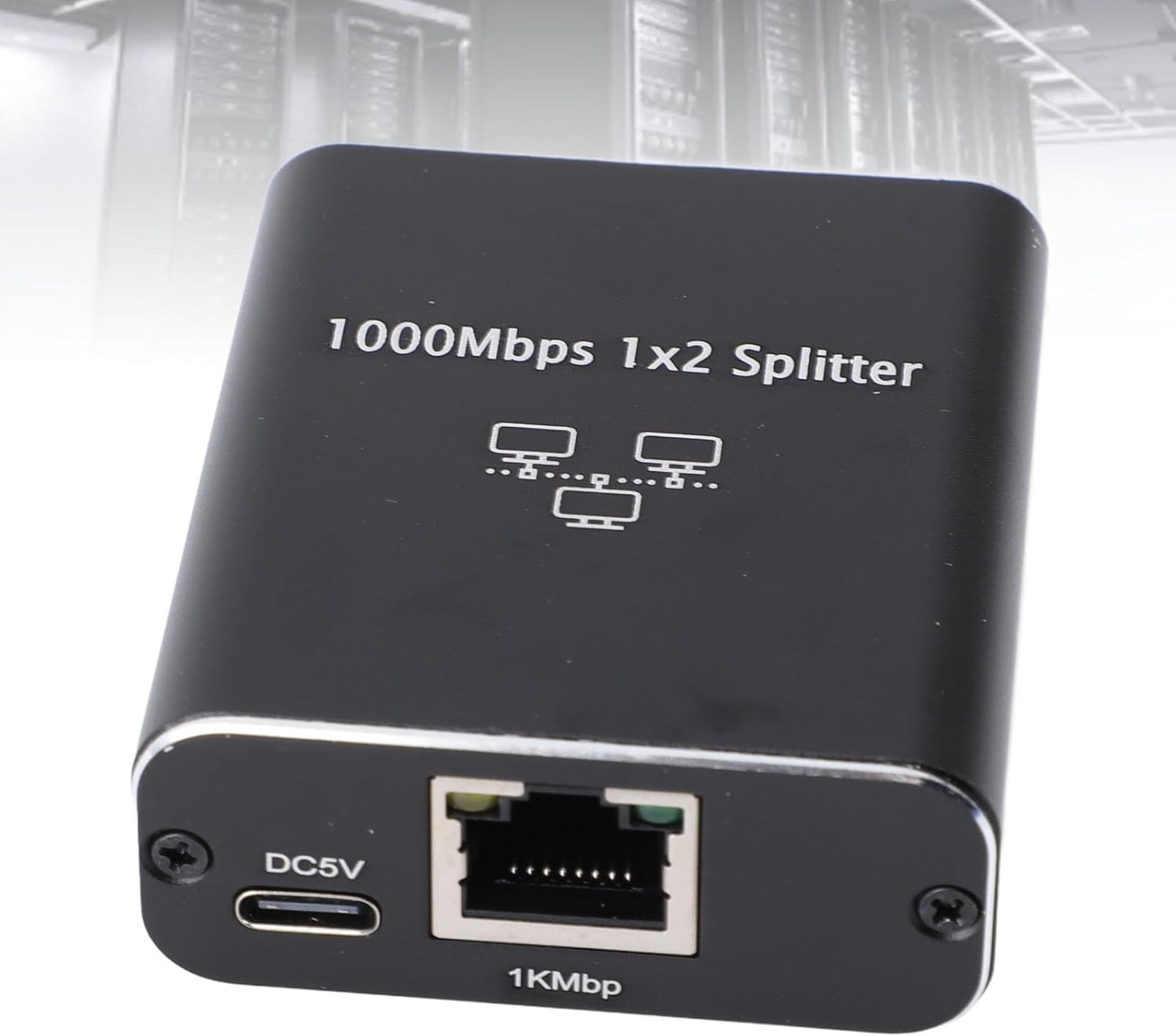RJ45 Splitter, 1000Mbps Gigabit Ethernet Splitter with USB Power Cable, Aluminum Alloy for Computer, TV, Game Console