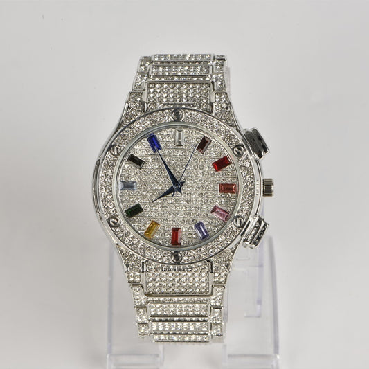 Men Luxury Women Watch Classic Stainless Steel Crystal Quartz Round Wristwatches