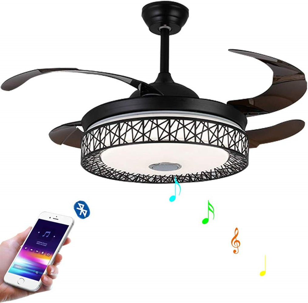 Bluetooth Music Play Ceiling Fan Light Kit Included Gold DS-FZ64