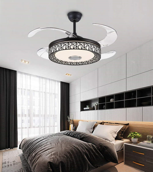 Bluetooth Music Play Ceiling Fan Light Kit Included Gold DS-FZ64