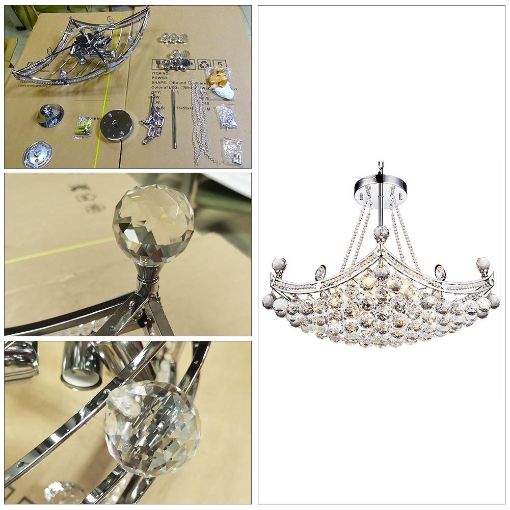 LED Silver Boat-Shaped Crystal Chandelier DS-SZ38
