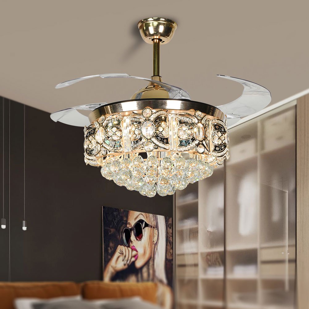 42" Crystal Celing Fan with LED Lights (110v) DS-FZ160