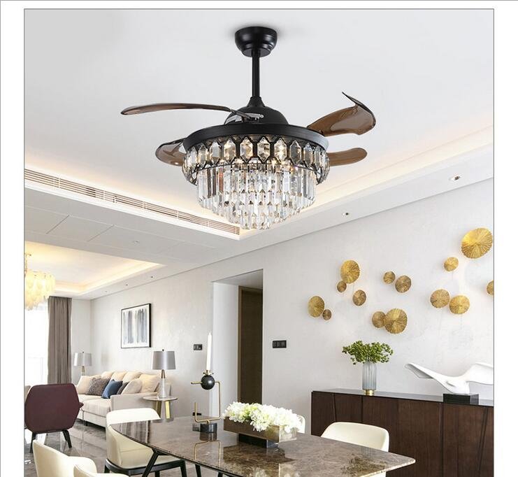 42" Black Crystal Celing Fan with LED Lights (110v) DS-FZ196