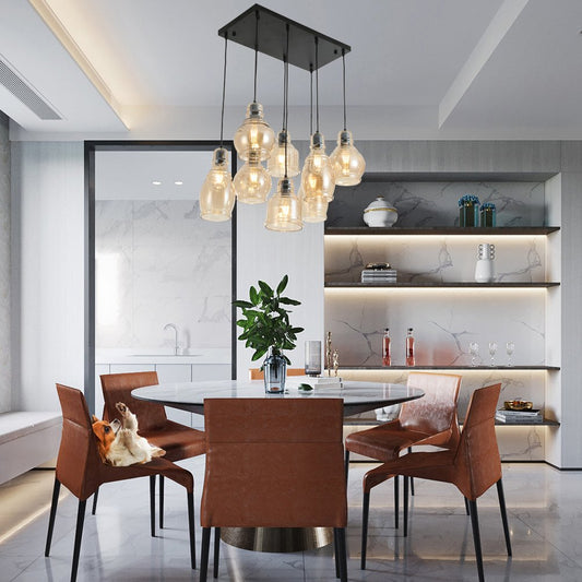 8-Light Brandy Glass Chandelier DS-FM24