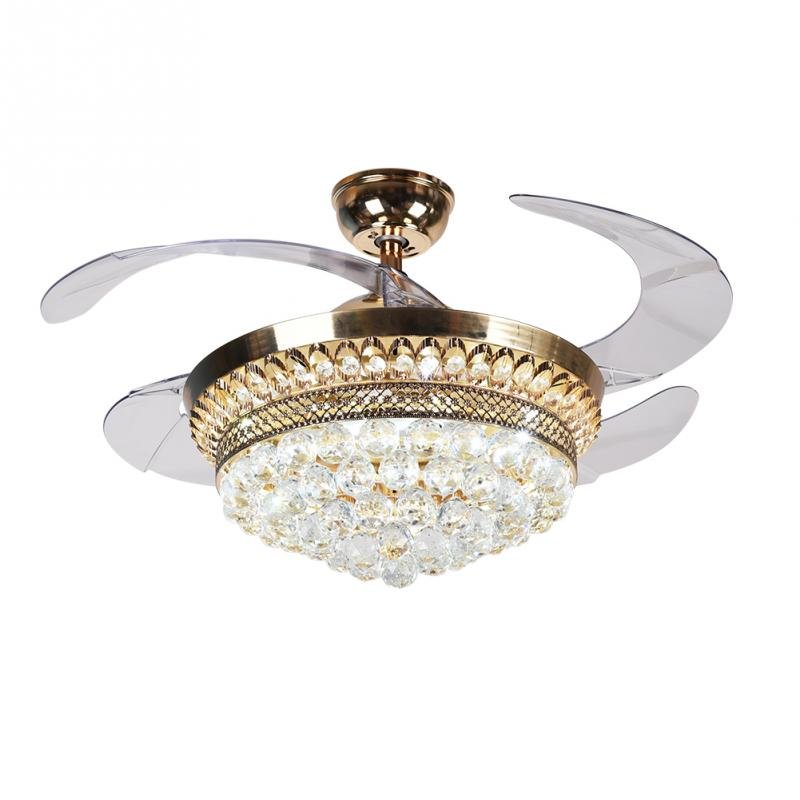 42" French Gold Crystal Remote Control Fan with LED Lights (110v) DS-FZ66