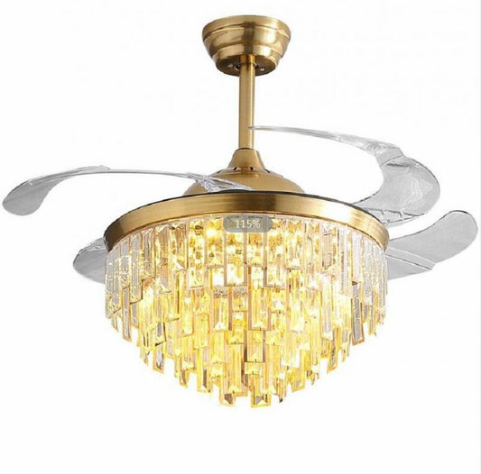 42" Luxury Gold Crystal Ceiling Fan with LED Lights (110v) DS-FZ65