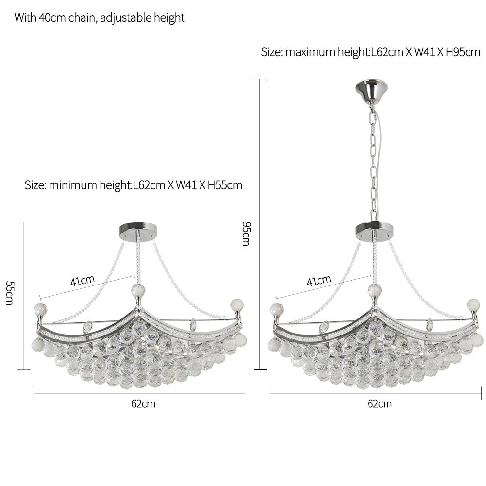 LED Silver Boat-Shaped Crystal Chandelier DS-SZ38