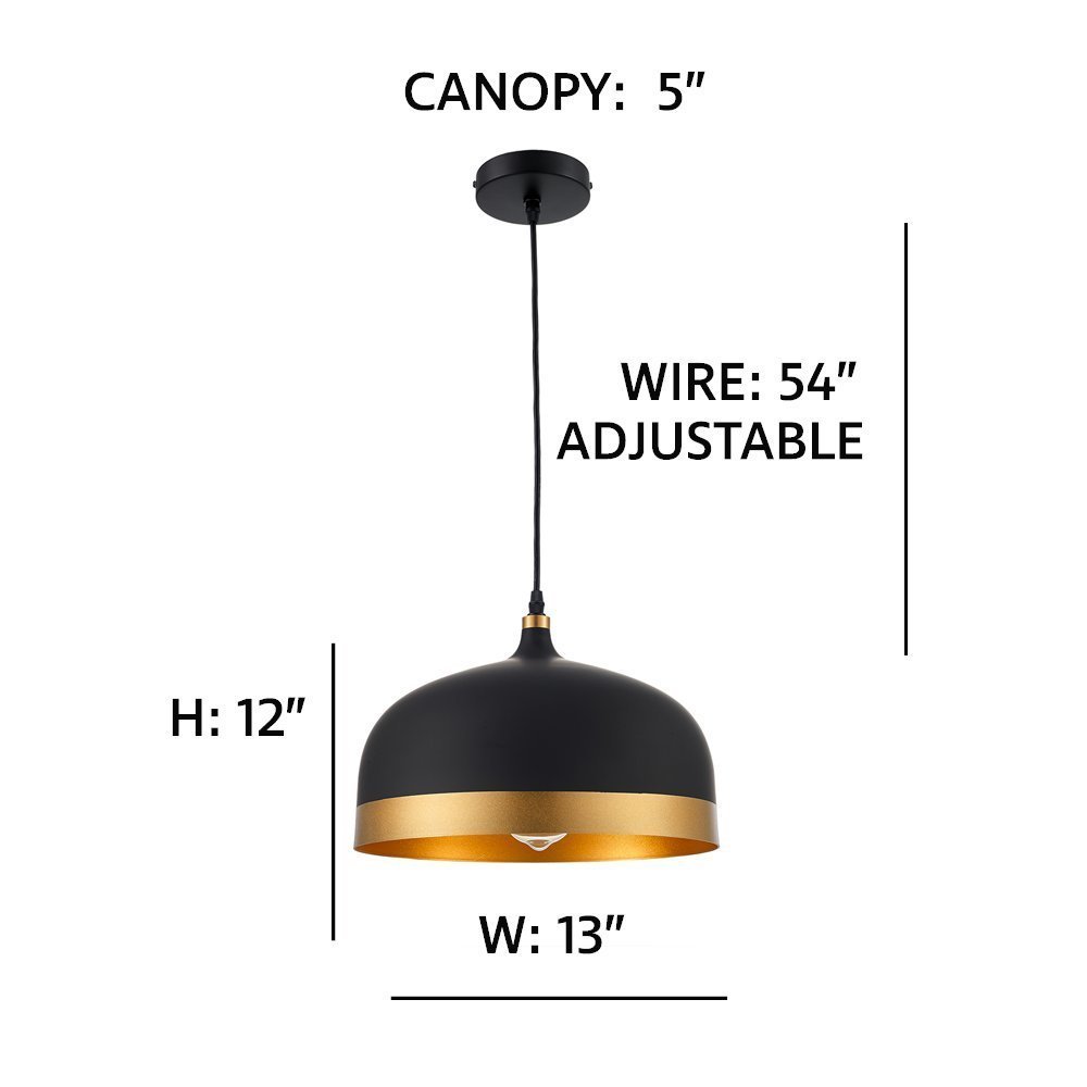 Black and Gold Single-Head Pot Lid Chandelier DS-LN07