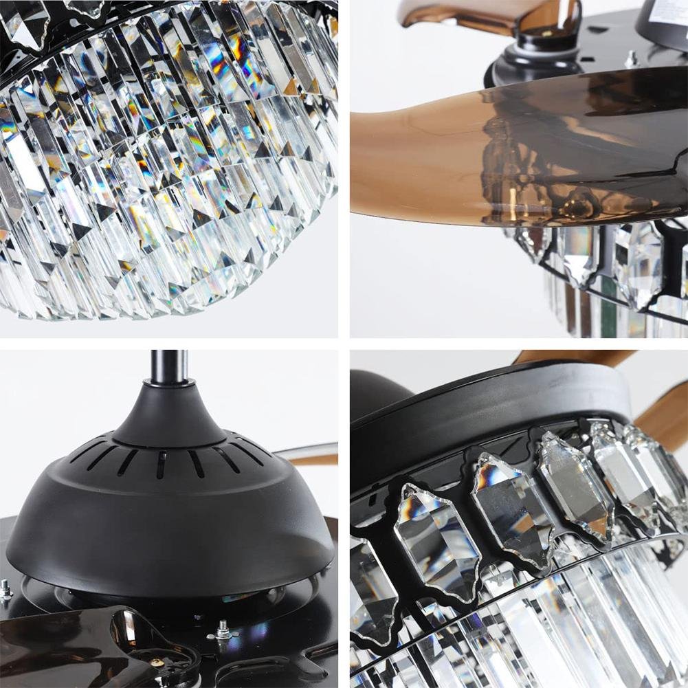 42" Black Crystal Celing Fan with LED Lights (110v) DS-FZ196