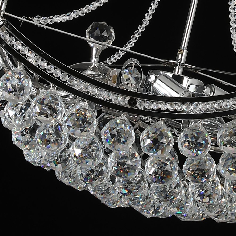 LED Silver Boat-Shaped Crystal Chandelier DS-SZ38