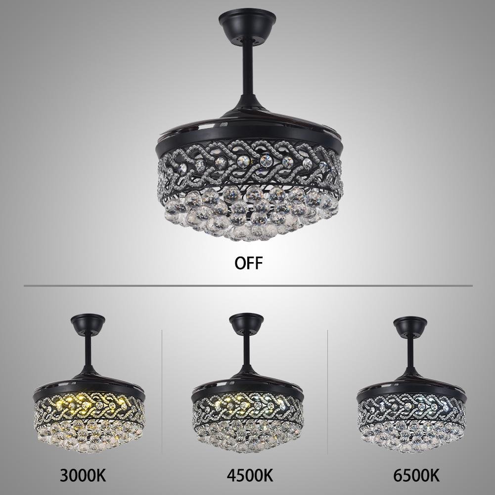 42" Black Crystal Celing Fan with LED Lights DS-FH61