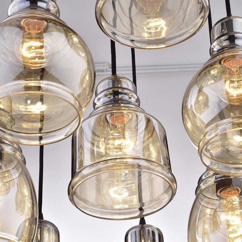 8-Light Hanging Plate Brandy Glass Chandelier DS-FM51