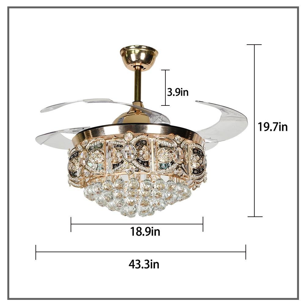 42" Crystal Celing Fan with LED Lights (110v) DS-FZ160