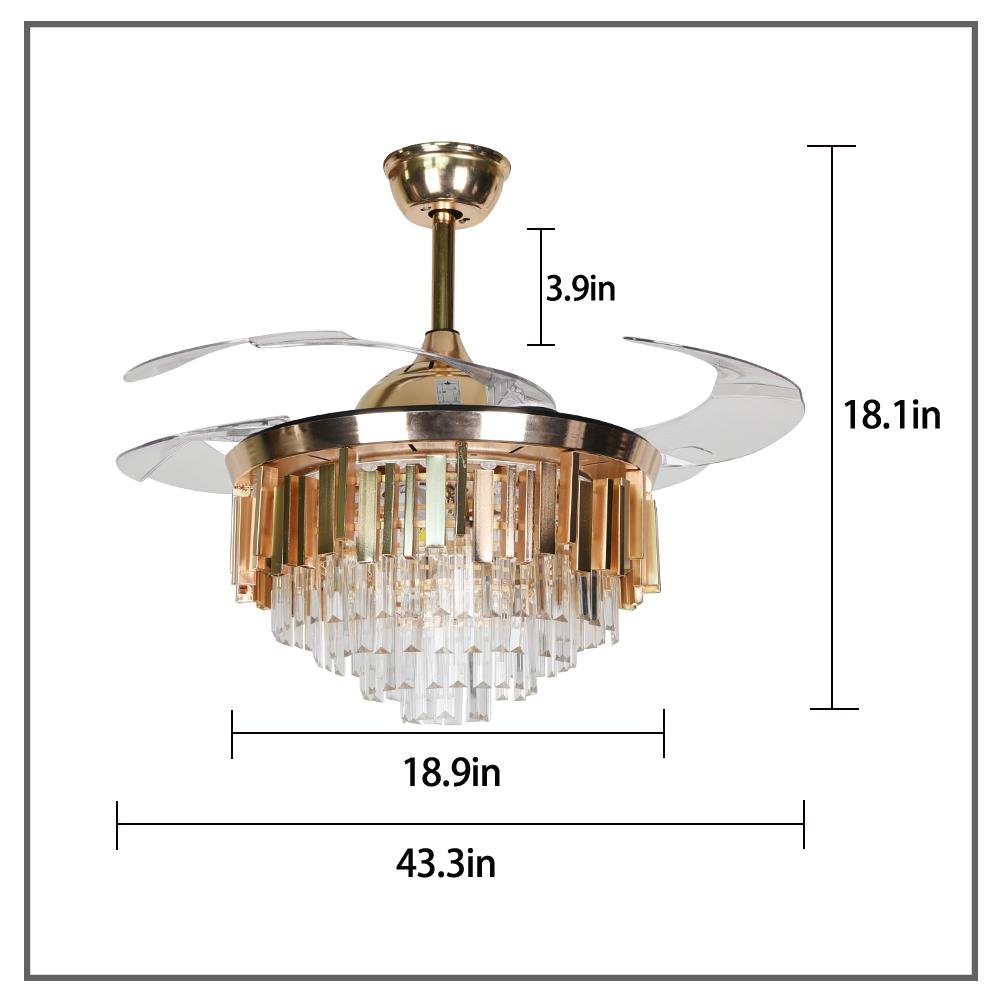 42" Crystal Celing Fan with LED Lights (110v) DS-FZ172