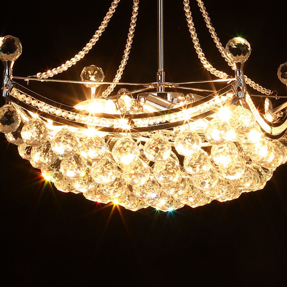 LED Silver Boat-Shaped Crystal Chandelier DS-SZ38