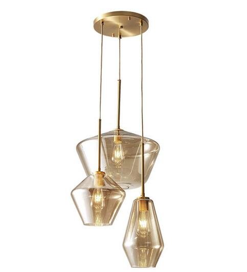 3-Light Glass Suspended Chandelier DS-YQ07
