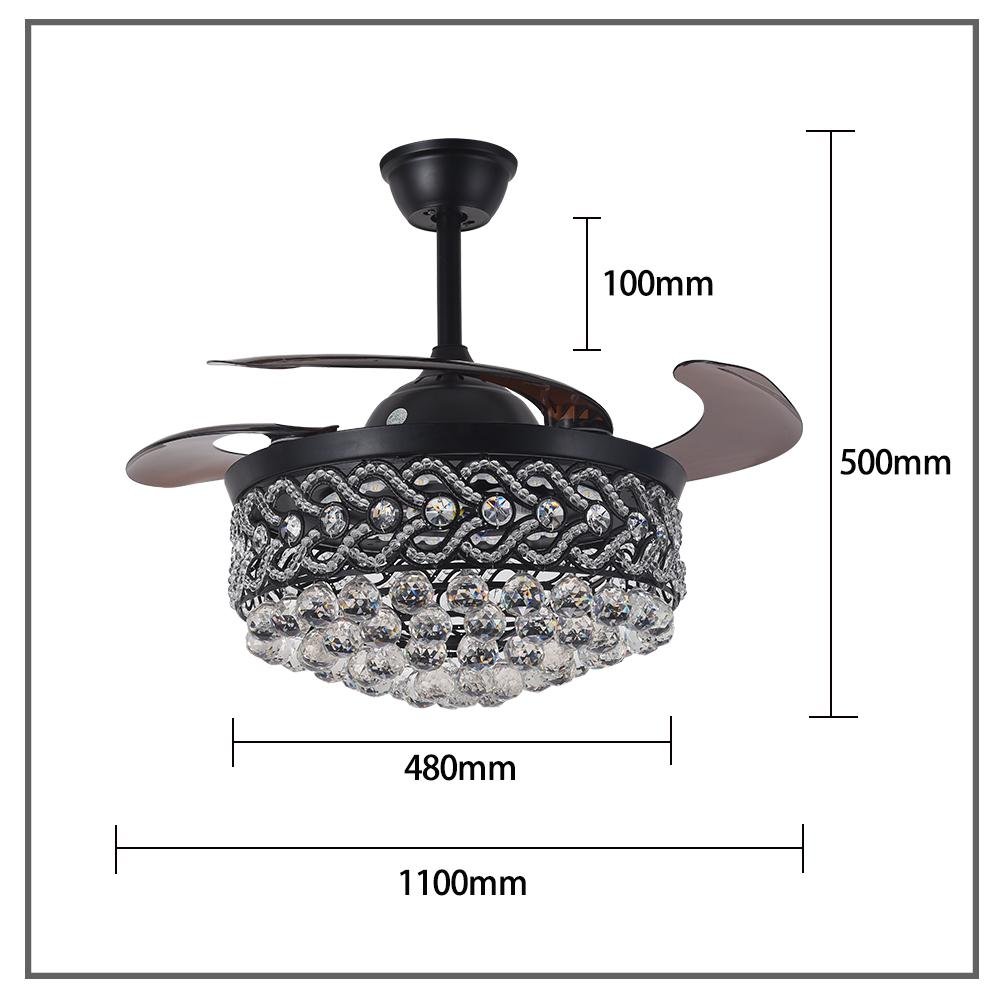 42" Black Crystal Celing Fan with LED Lights DS-FH61