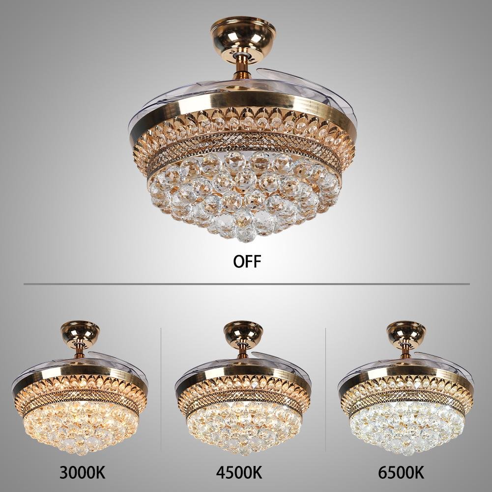 42" French Gold Crystal Remote Control Fan with LED Lights (110v) DS-FZ66