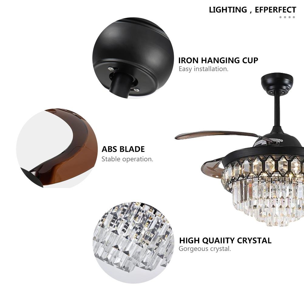 42" Black Crystal Celing Fan with LED Lights (110v) DS-FZ196