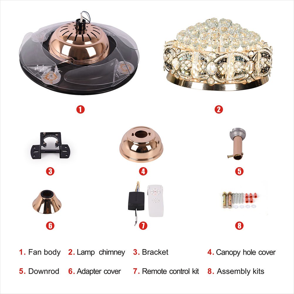 42" Crystal Celing Fan with LED Lights (110v) DS-FZ160