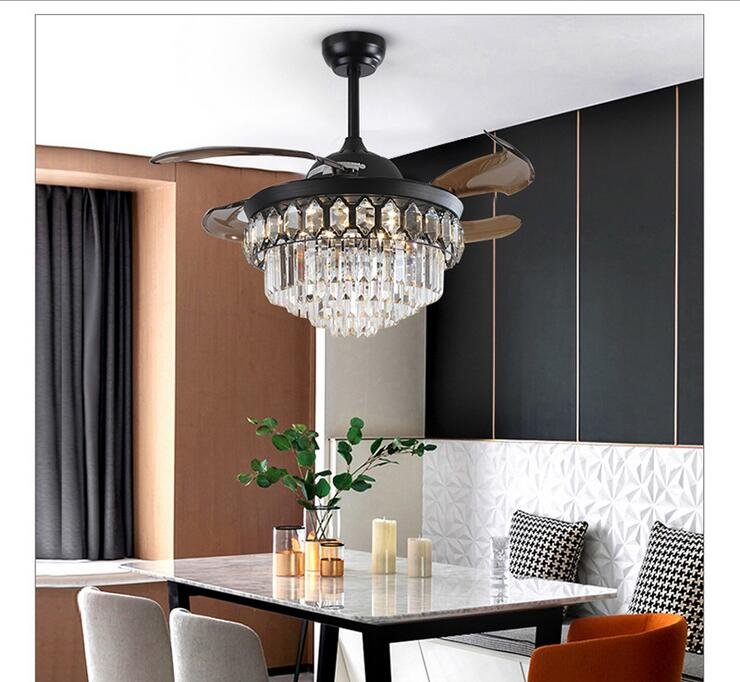 42" Black Crystal Celing Fan with LED Lights (110v) DS-FZ196