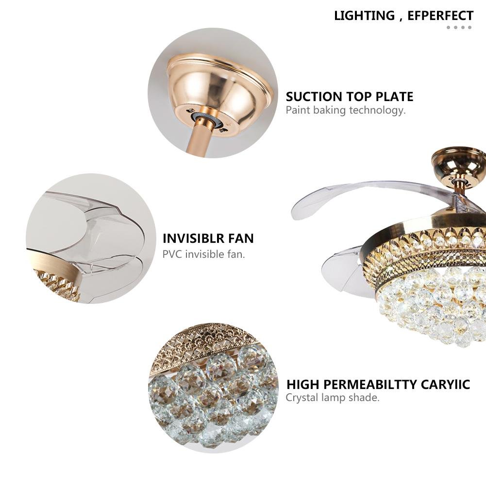 42" French Gold Crystal Remote Control Fan with LED Lights (110v) DS-FZ66