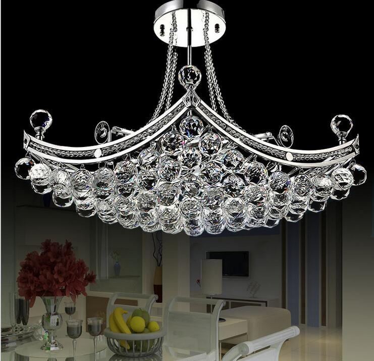 LED Silver Boat-Shaped Crystal Chandelier DS-SZ38