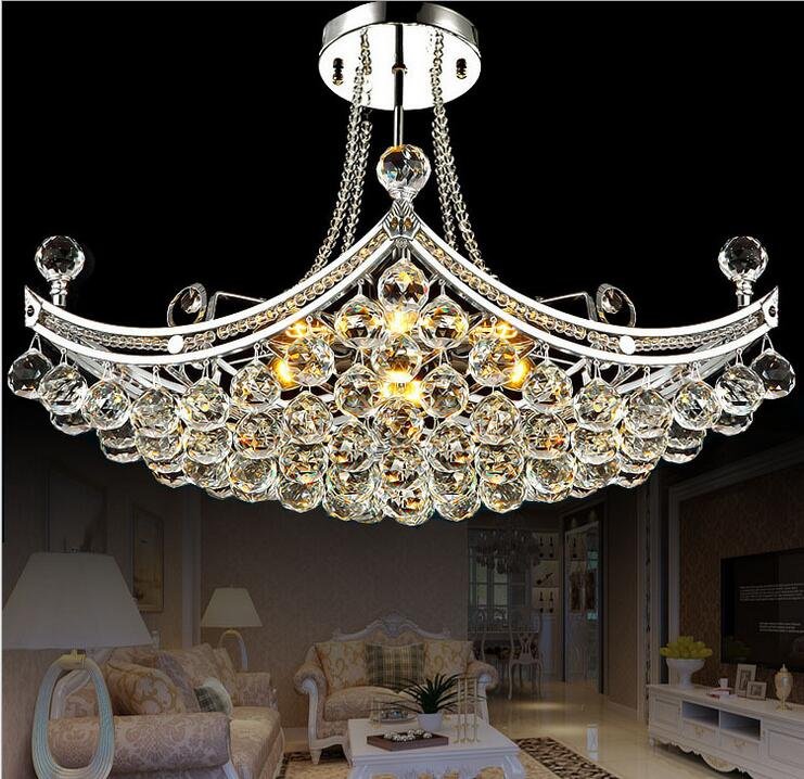 LED Silver Boat-Shaped Crystal Chandelier DS-SZ38
